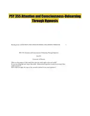 PSY 355 Attention and Consciousness-Unlearning Through Hypnosis
