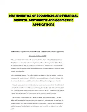 Mathematics of Sequences and Financial Growth: Arithmetic and Geometric Applications