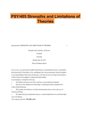 PSY/405 Strengths and Limitations of Theories