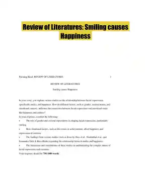 Review of Literatures: Smiling causes Happiness