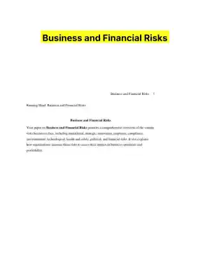 Business and Financial Risks