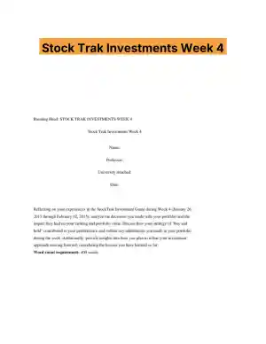 Stock Trak Investments Week 4