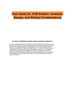 Use Cases for ATM System: Analysis, Design, and Ethical Considerations
