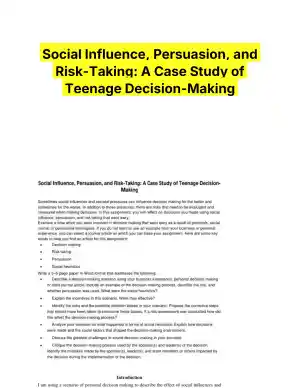 Social Influence, Persuasion, and Risk-Taking: A Case Study of Teenage Decision-Making