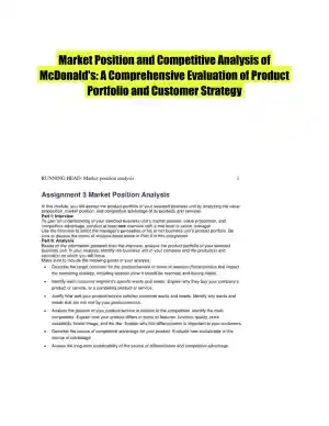 Market Position and Competitive Analysis of McDonald's: A Comprehensive Evaluation of Product Portfolio and Customer Strategy