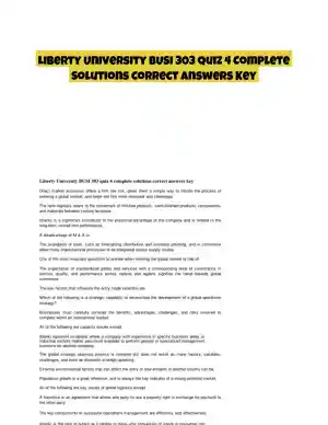 Liberty University BUSI 303 Quiz 4 Complete Solutions Correct Answers Key