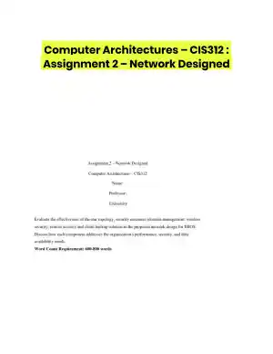 Computer Architectures � CIS312 : Assignment 2 � Network Designed