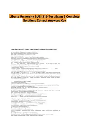 Liberty University BUSI 310 Test Exam 3 Complete Solutions Correct Answers Key