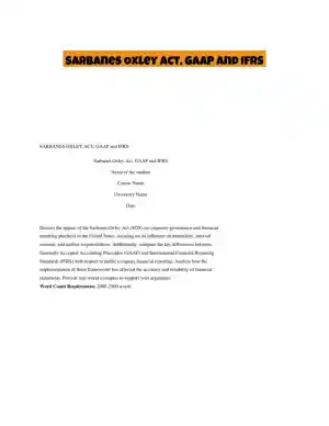 Sarbanes Oxley Act, GAAP and IFRS