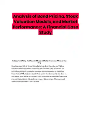Analysis of Bond Pricing, Stock Valuation Models, and Market Performance: A Financial Case Study