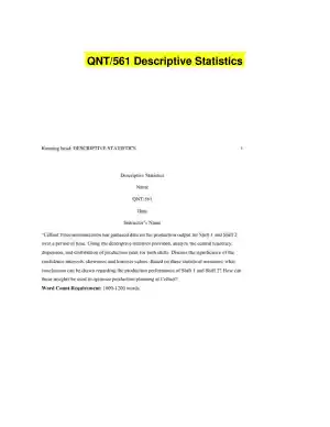 QNT/561 Descriptive Statistics