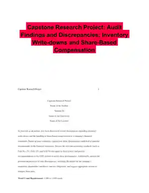 Capstone Research Project: Audit Findings and Discrepancies: Inventory Write-downs and Share-Based Compensation