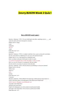 Devry BUS319 Week 2 Quiz 1