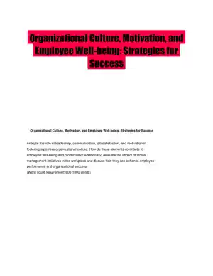 Organizational Culture, Motivation, and Employee Well-being: Strategies for Success