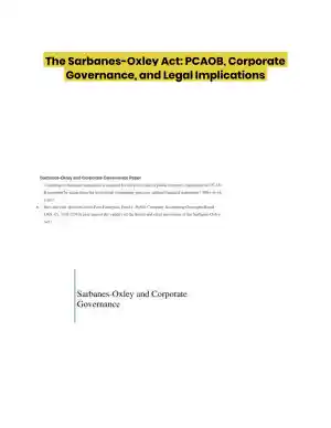 The Sarbanes-Oxley Act: PCAOB, Corporate Governance, and Legal Implications
