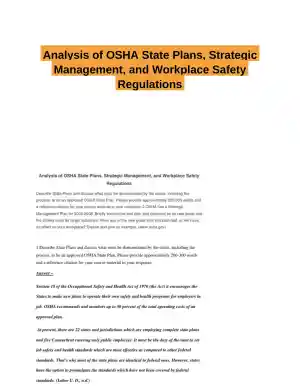 Analysis of OSHA State Plans, Strategic Management, and Workplace Safety Regulations