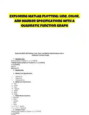 Exploring MATLAB Plotting: Line, Color, and Marker Specifications with a Quadratic Function Graph