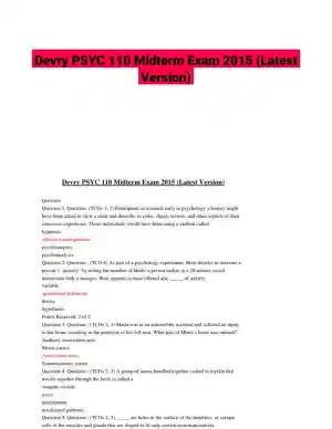 Devry PSYC 110 Midterm Exam 2015 (Latest Version)