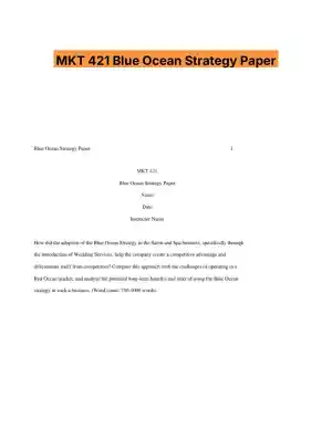 MKT 421 Blue Ocean Strategy Paper