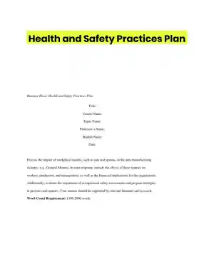 Health and Safety Practices Plan