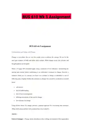 BUS 610 Wk 5 Assignment