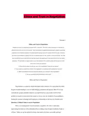 Ethics and Trust in Negotiation