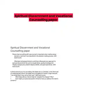 Spiritual Discernment and Vocational Counselling paper