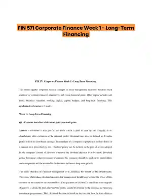 FIN 571 Corporate Finance Week 1 - Long-Term Financing