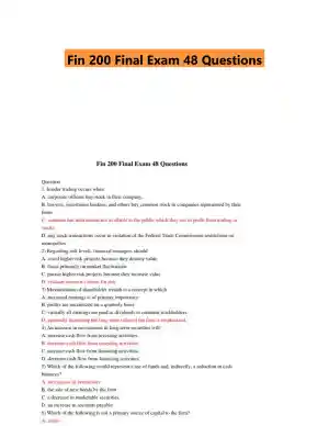 Fin 200 Final Exam 48 Questions