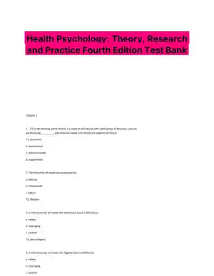 Health Psychology: Theory, Research and Practice Fourth Edition Test Bank