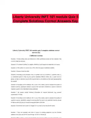 Liberty University INFT 101 module Quiz 5 Complete Solutions Correct Answers Key
