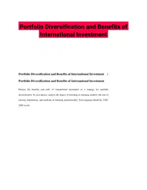 Portfolio Diversification and Benefits of International Investment