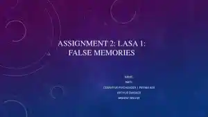 Assignment 2: LASA 1: False Memories - Cognitive Psychology PSY363 A03
