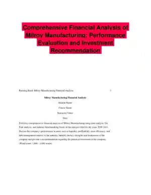 Comprehensive Financial Analysis of Milroy Manufacturing: Performance Evaluation and Investment Recommendation