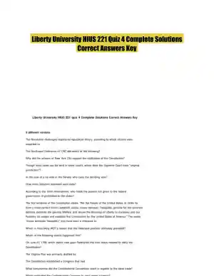 Liberty University HIUS 221 Quiz 4 Complete Solutions Correct Answers Key