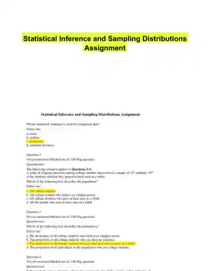 Statistical Inference and Sampling Distributions Assignment
