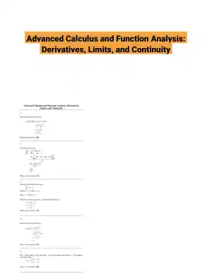 Advanced Calculus and Function Analysis: Derivatives, Limits, and Continuity