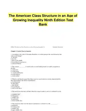 The American Class Structure in an Age of Growing Inequality Ninth Edition Test Bank