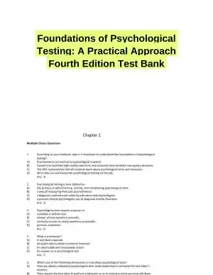 Foundations of Psychological Testing: A Practical Approach Fourth Edition Test Bank