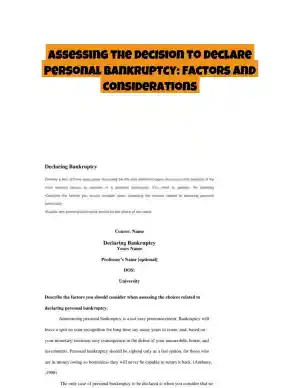 Assessing the Decision to Declare Personal Bankruptcy: Factors and Considerations