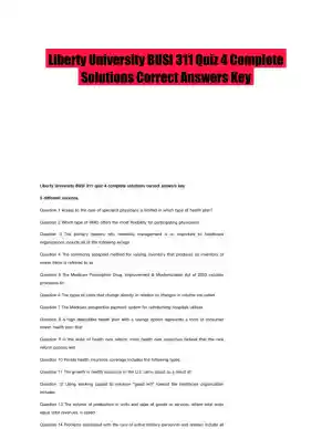 Liberty University BUSI 311 Quiz 4 Complete Solutions Correct Answers Key