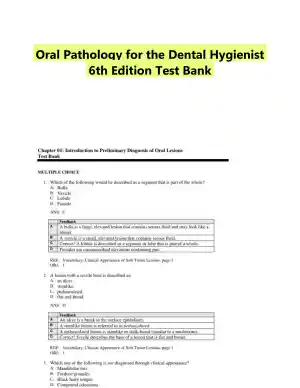 Oral Pathology for the Dental Hygienist 6th Edition Test Bank