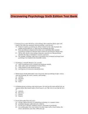 Discovering Psychology Sixth Edition Test Bank