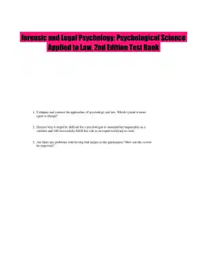 forensic and Legal Psychology: Psychological Science Applied to Law, 2nd Edition Test Bank