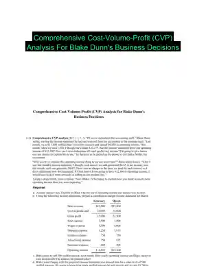 Comprehensive Cost-Volume-Profit (CVP) Analysis For Blake Dunn's Business Decisions