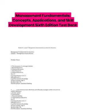 Management Fundamentals: Concepts, Applications, and Skill Development Sixth Edition Test Bank