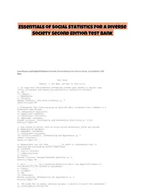 Essentials of Social Statistics for a Diverse Society Second Edition Test Bank