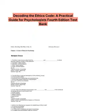 Decoding the Ethics Code: A Practical Guide for Psychologists Fourth Edition Test Bank