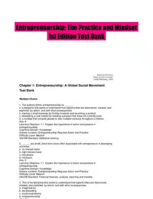 Entrepreneurship: The Practice and Mindset 1st Edition Test Bank