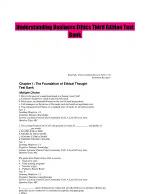 Understanding Business Ethics Third Edition Test Bank